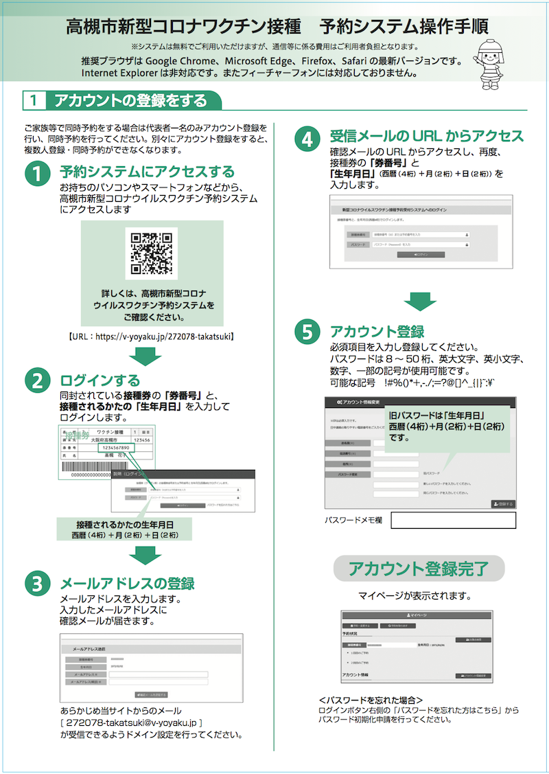『高槻市新型コロナワクチン接種予約システム操作手順』